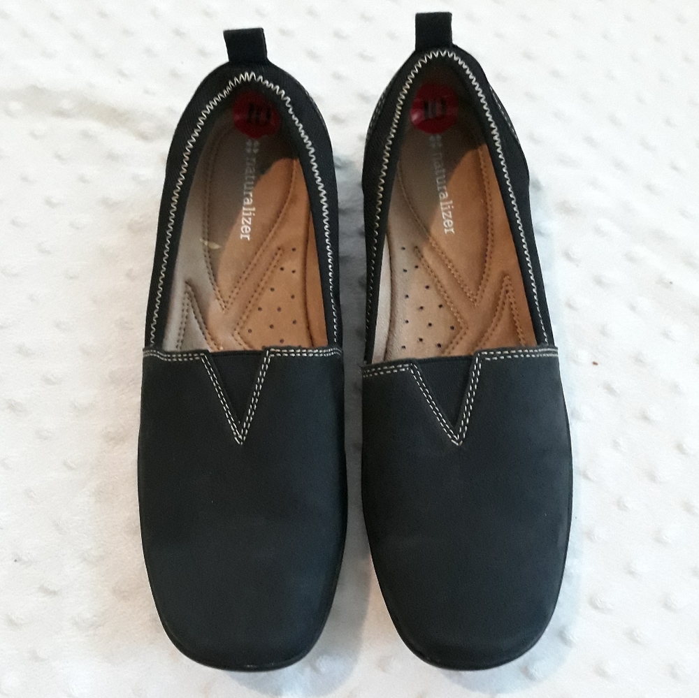 Naturalizer Franklyn black leather fabric shoes 10